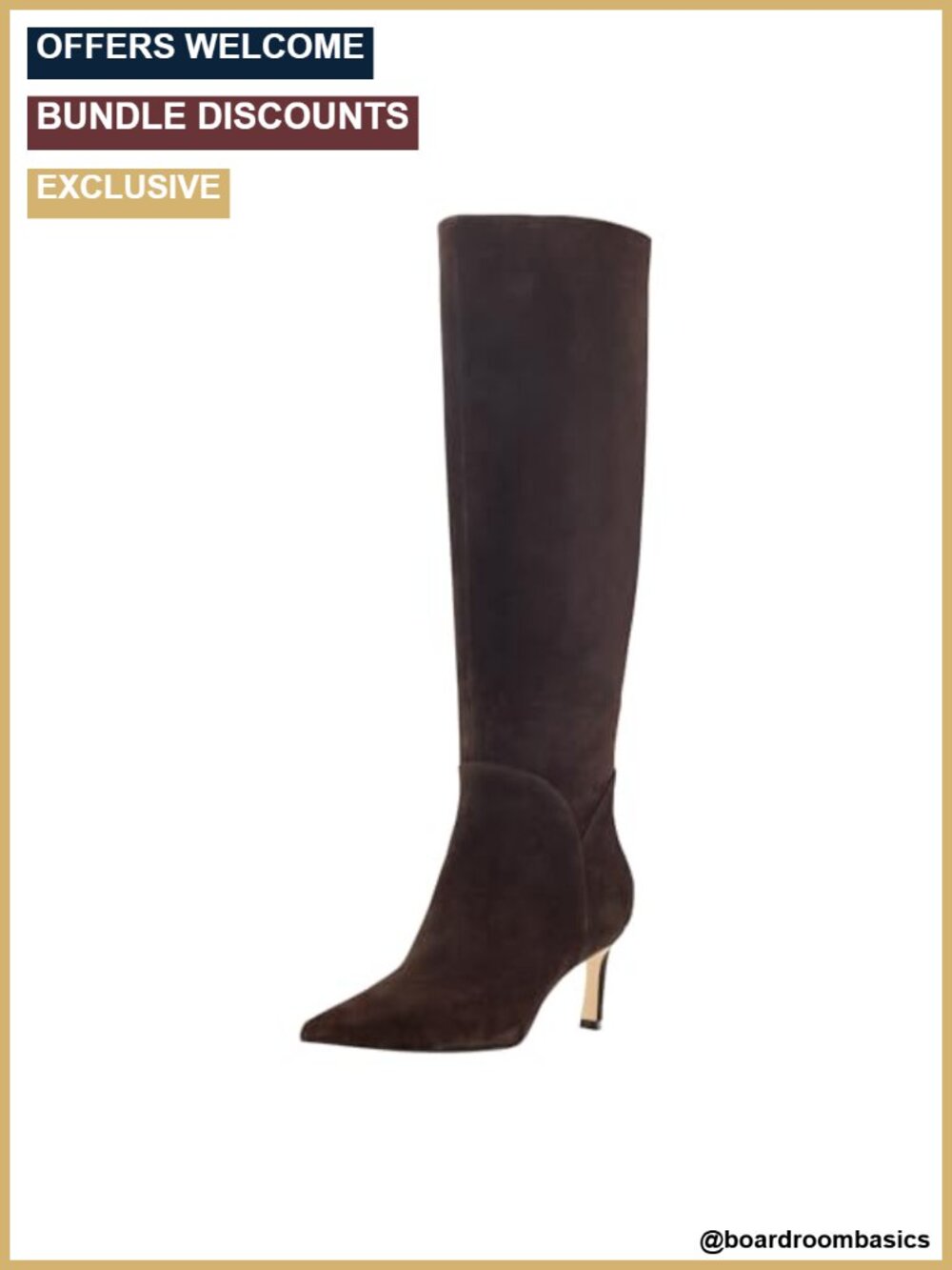 Wide Calf Suede Pointy Toe Stiletto Heel Dress Boots